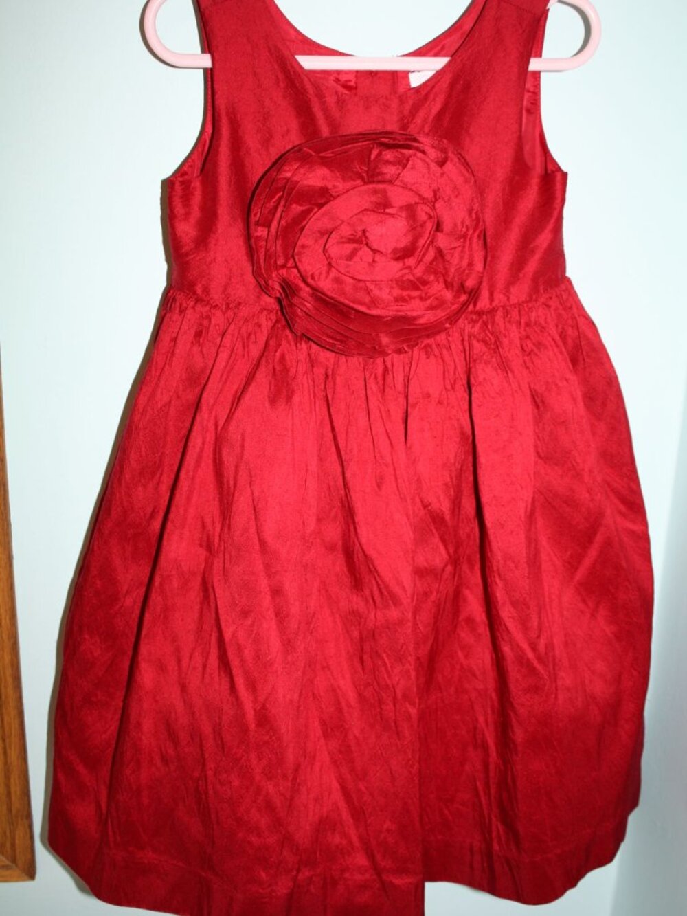 Janie and Jack Size 4 Pretty In Plaid Enchanted Rose Red Silk Duppioni Dress
